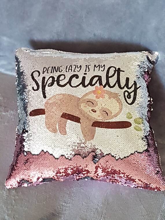 sequin pillow with hidden message