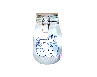 Enchanting Unicorn Light Jar - Illuminating Magical Dreamscape for Whimsical Nights