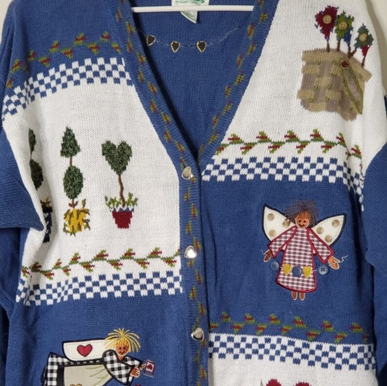Vintage Quacker Factory Knit Embroidered Sweater Cardigan