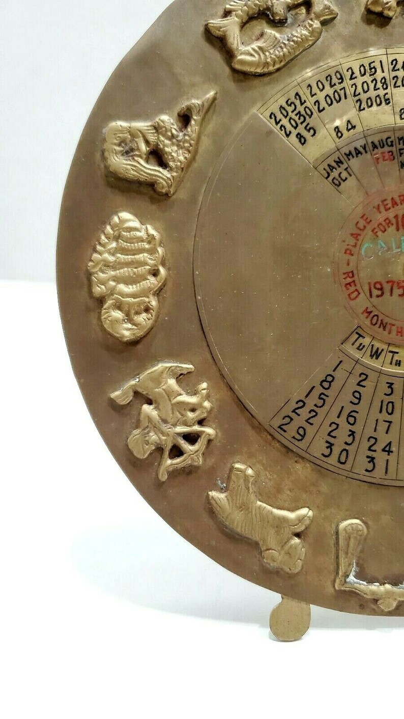 Vintage Brass Zodiac Perpetual 100 Year Calendar 70s Etsy