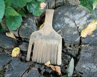 Little Antique Wool Comb Wool Card - Primitives Rustic Decor Vintage Tool Wooden Comb - Primitive Home Decor Сountry Wall Hangind