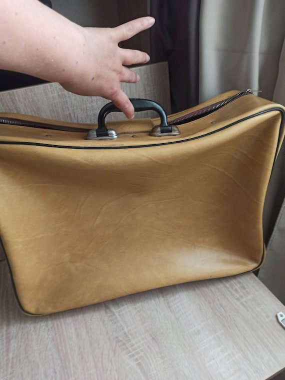 Yellow  travel bag Vintage suitcase, Messenger ba… - image 10