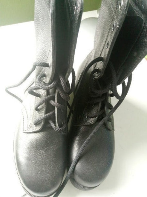Military Boots Mens Black Leather Boots Army Mili