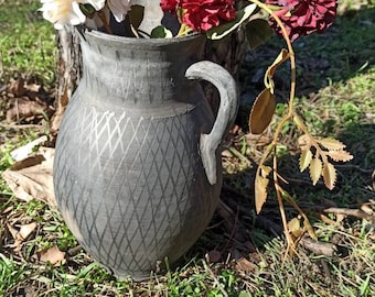 Вig Vintage clay vessel, Antique clay pot, Rustic ceramic bowl, Ceramic jug , Traditional ceramic pitcher, Home decor, Country
