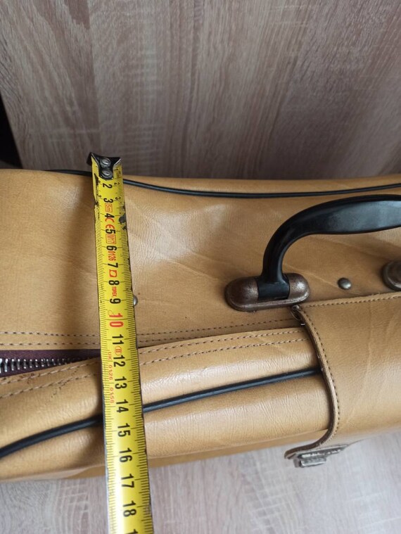 Yellow  travel bag Vintage suitcase, Messenger ba… - image 4