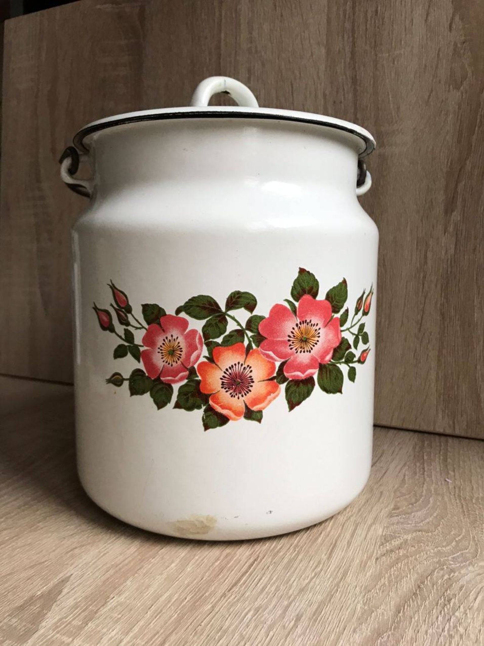 Еnamelling Vintage Milk Cans Milk Pail White Enamel Bucket Etsy