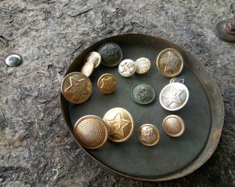 Vintage Militärische Knöpfe 14 gemischte Vintage Knopf Knöpfe Metall Handwerk Knöpfe Knöpfe Geschenk antike Knopf Button Anker Knöpfe Masse