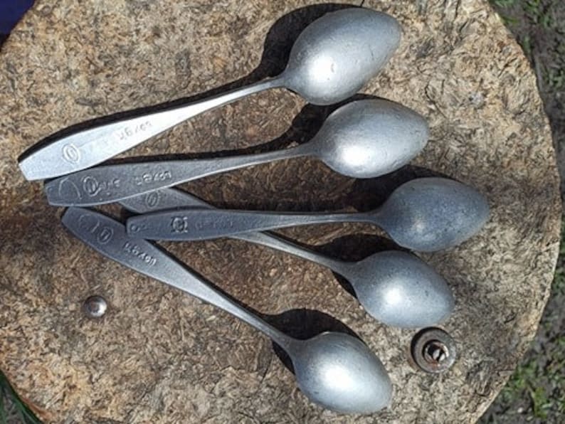 Vintage aluminum spoons Set of 5 spoons Soviet Vintage Etsy