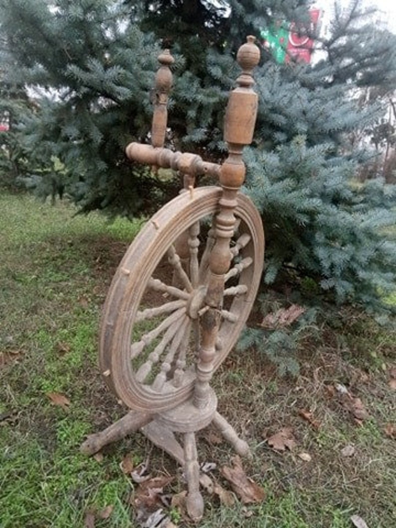 Wooden Spinning Wheels Country decor Rustic Wooden Spinning Etsy
