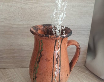 Black clay vessel, Antique clay pot, Rustic ceramic bowl, Ceramic jug , Traditional ceramic pitcher, Home decor, Country
