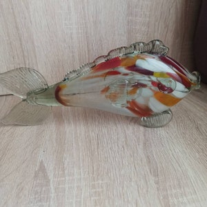 Beautiful Hand Blown Murano Glass Fish - 1960s Сolored Glass Fish - Murano Glass Fish,Ornament Fish Statue, Retro Murano Fish, Vintage Fish