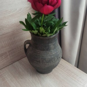 Antique Vintage clay pot, Wabi sabi pottery pot Rustic kitchen decor, rustic clay crockery, Vintage flower pot, Earthenware vase