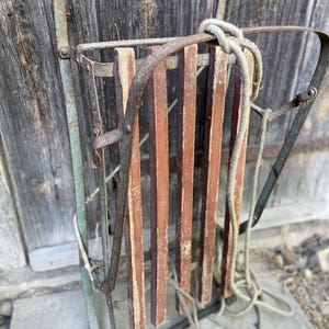 Vintage Handmade Wooden Sled – Rustic Antique Winter Decor – Old Children’s Sleigh