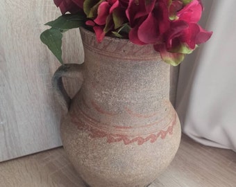 large Vintage clay vessel, Antique clay pot, Rustic ceramic bowl, Ceramic jug , Traditional ceramic pitcher, Home decor, Country