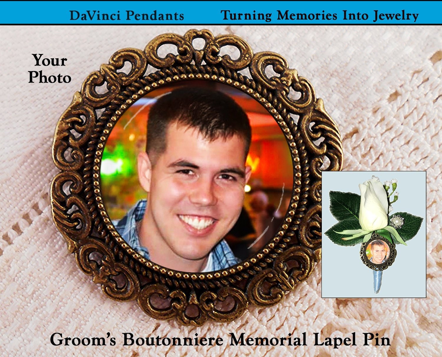 Groom memorial pin