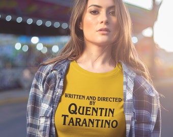 Written and directed by Quentin Tarantino T-shirt, Tarantino Shirt, Quentin Tarantino Tshirt, Yellow Shirt, Clothing gift