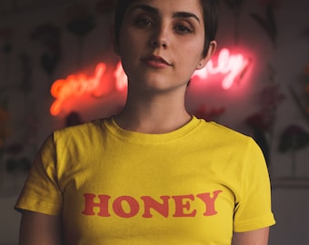 Honey Shirt Yellow, hipster tshirt, womens, retro, boho tshirt, 80s clothing, good vibes, honey tshirt, trendy fashion, yellow honey, tumblr