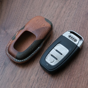 Handmade Leather audi  keyHolder .Leather Car Key Fob cover,Remote Key Case,Car Keychain,Smart Key Leather Case.gift,personalized