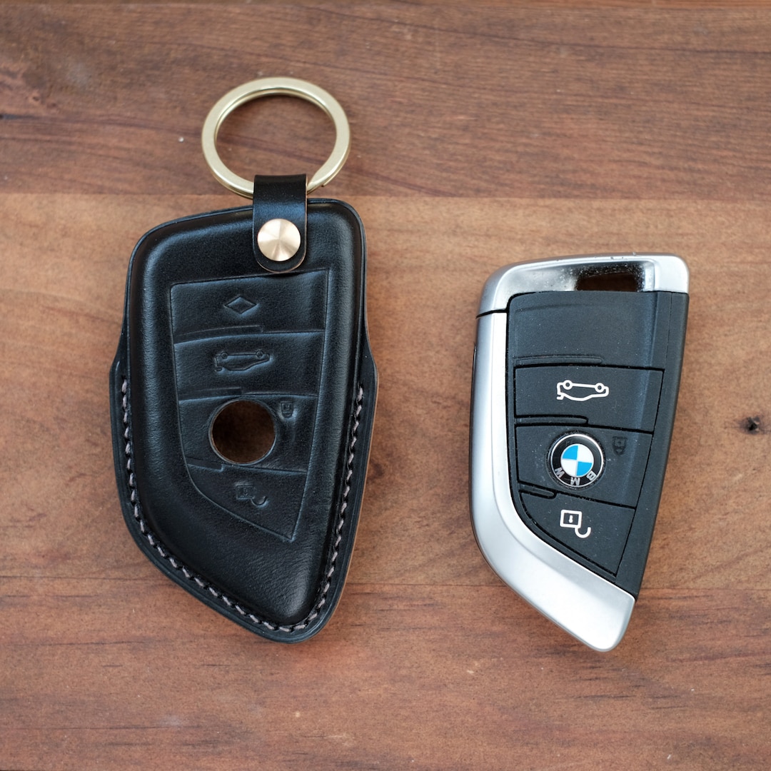 Handmade Leather BMW Car Key Case.leather Car Key Fob Cover, Remote Key ...