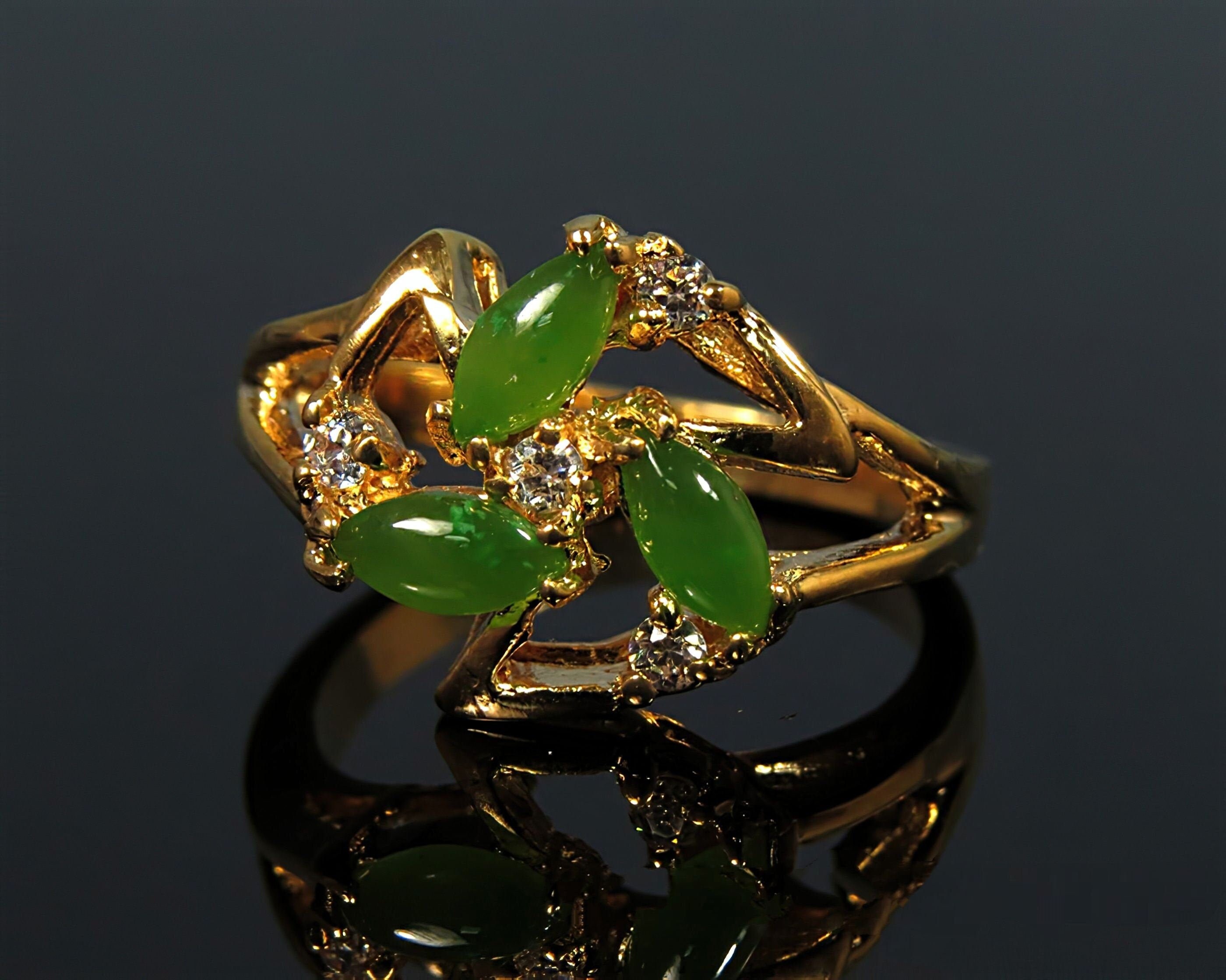 Real Jade Ring Green Stone Ring Jade Ring Women Jade Stone Etsy