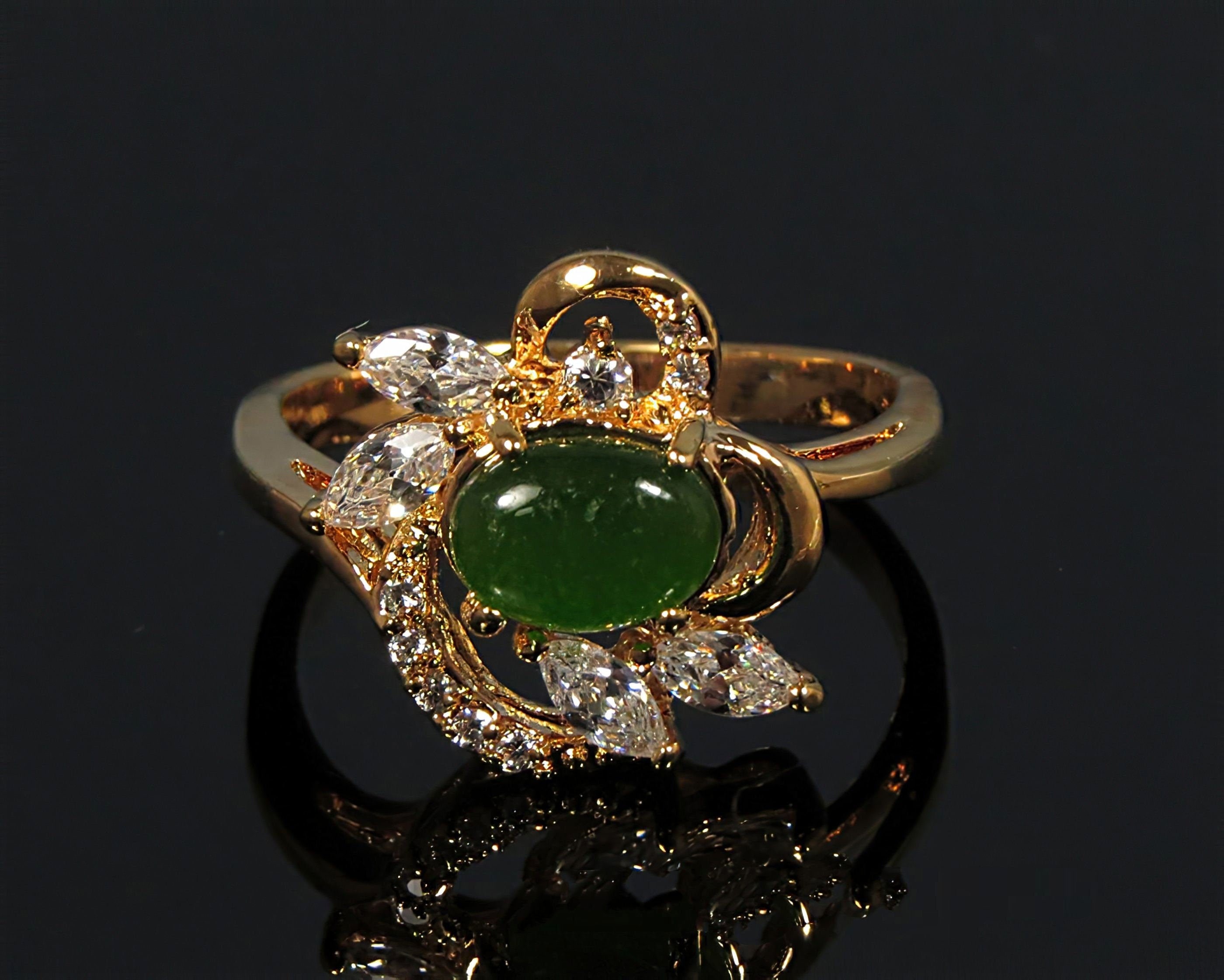 Gold Jade Ring Women Green Jade Ring Size 5 6 7 8 9 Real Etsy
