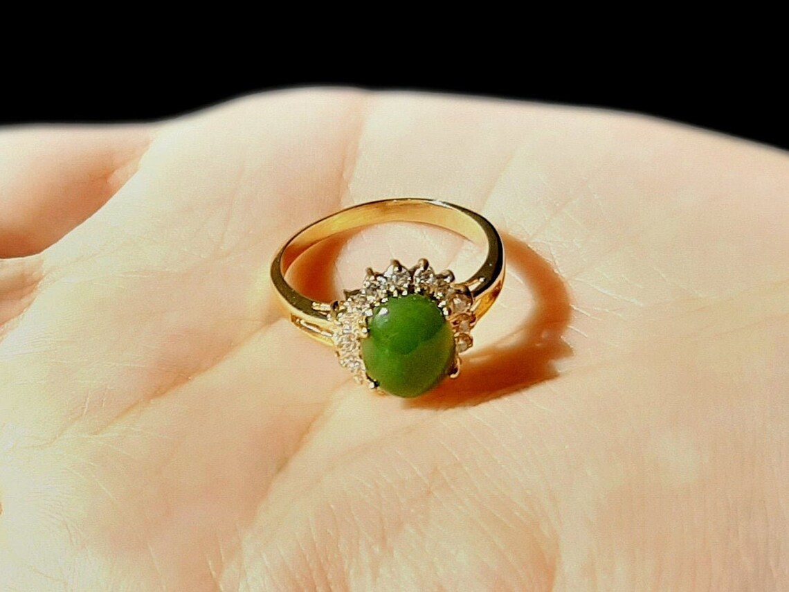 Gold Jade Ring Real Jade Ring Jade Ring Women Green Jade Etsy