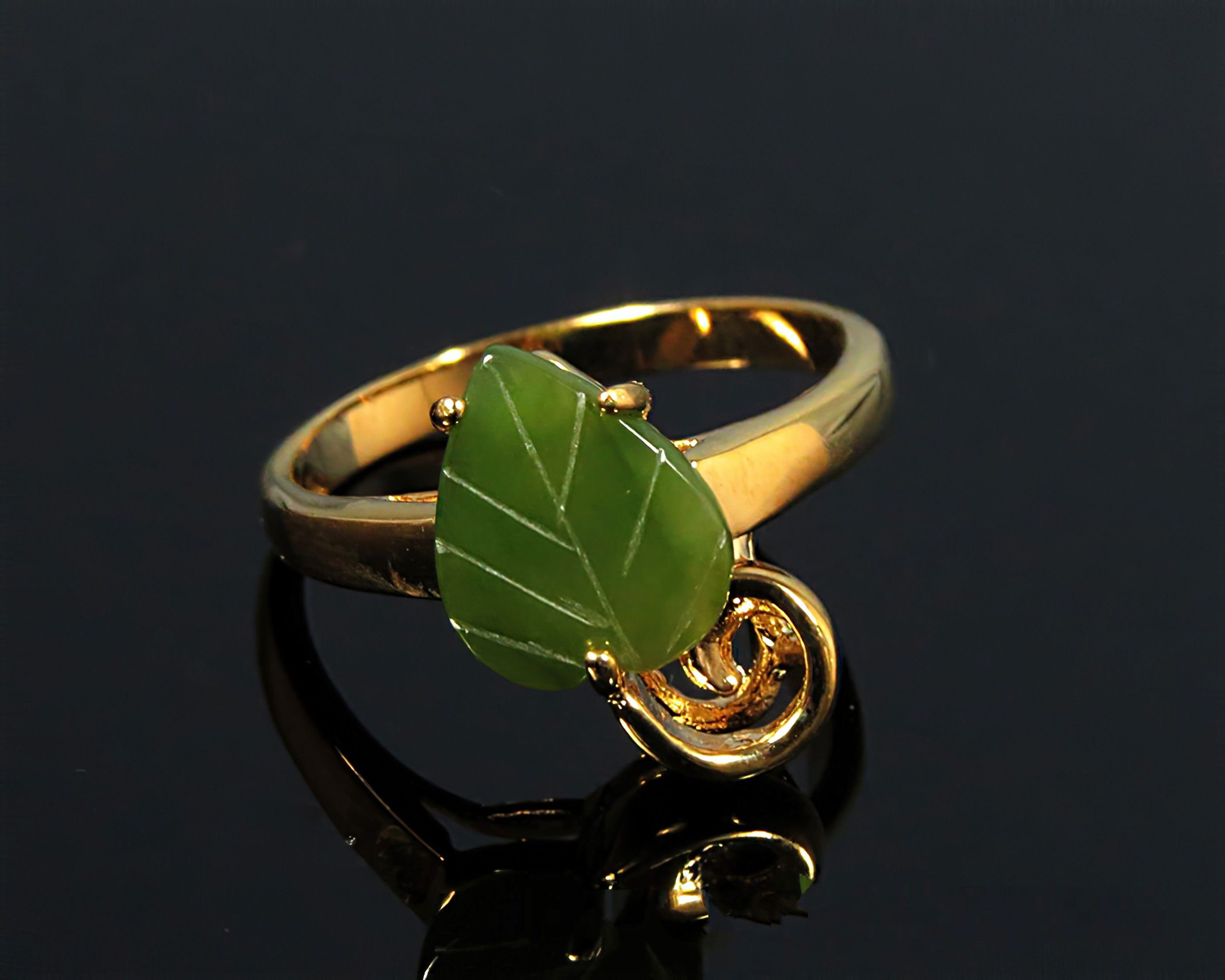 Carved Jade Ring Green Stone Ring Jade Ring Women Genuine | Etsy