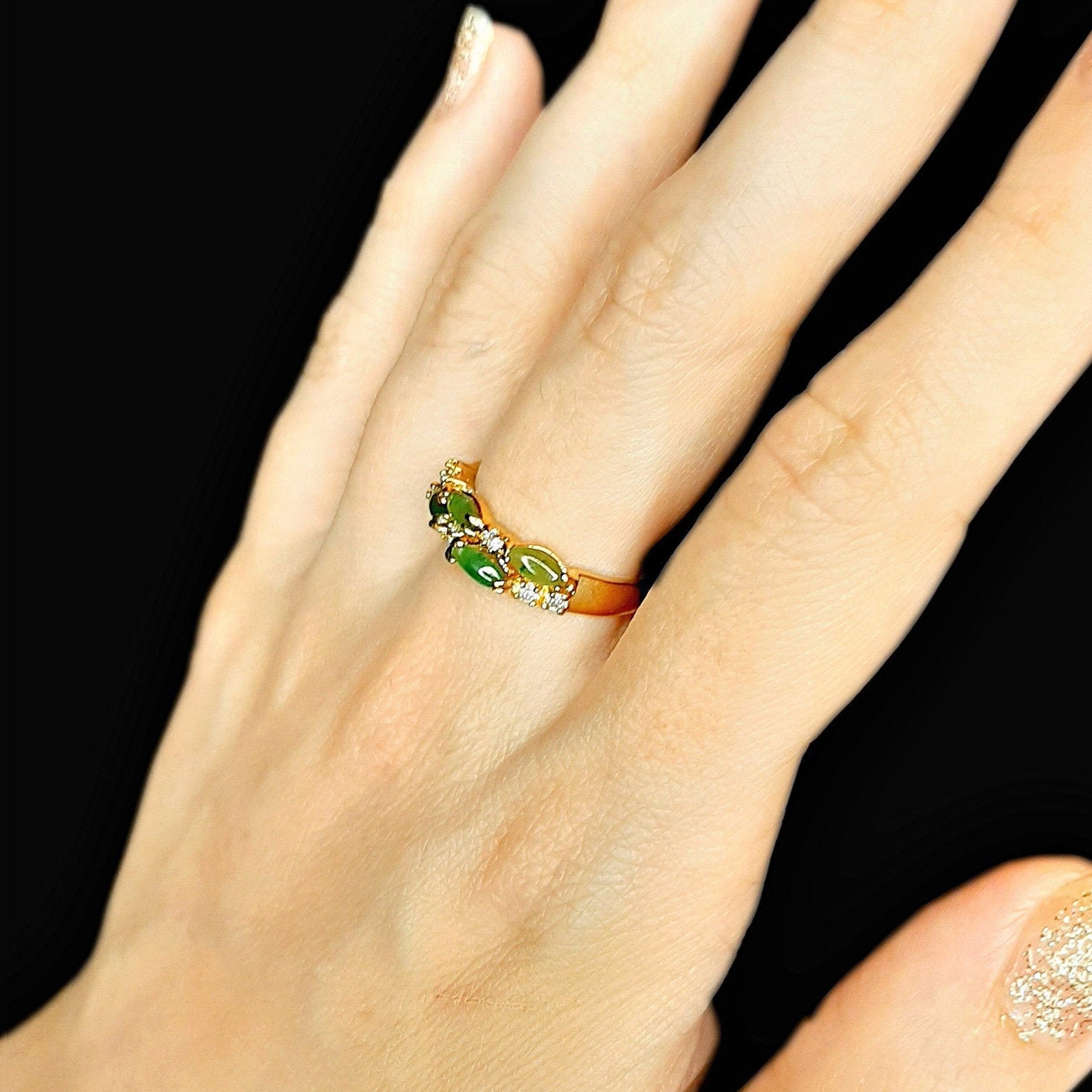 Jade Ring Band Green Jade Ring For Women Real Jade Ring Etsy