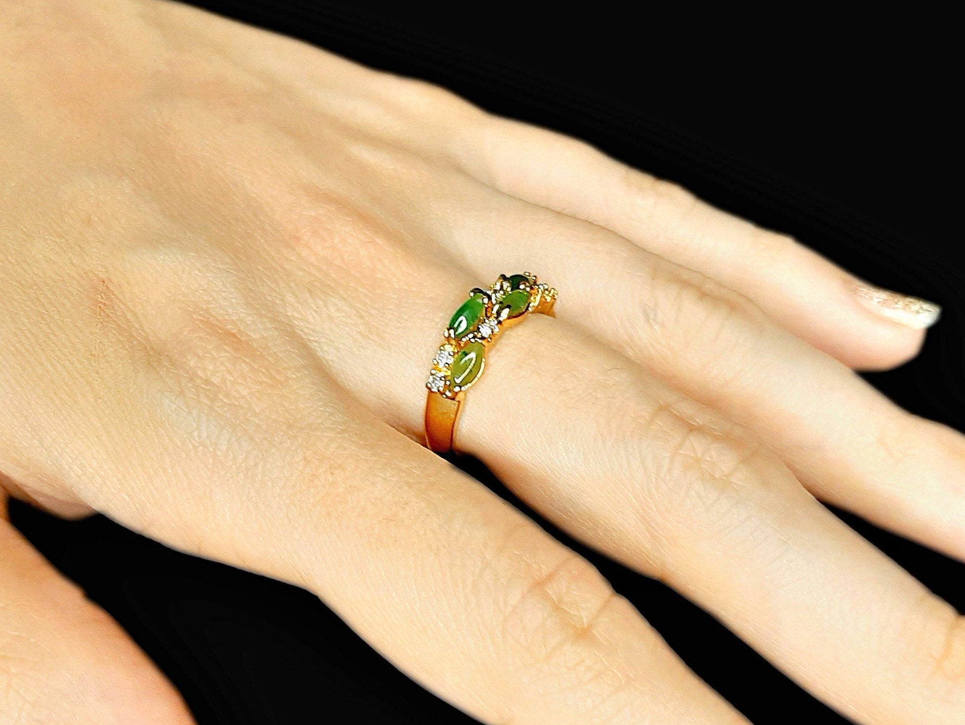 Jade Ring Band Green Jade Ring For Women Real Jade Ring Etsy