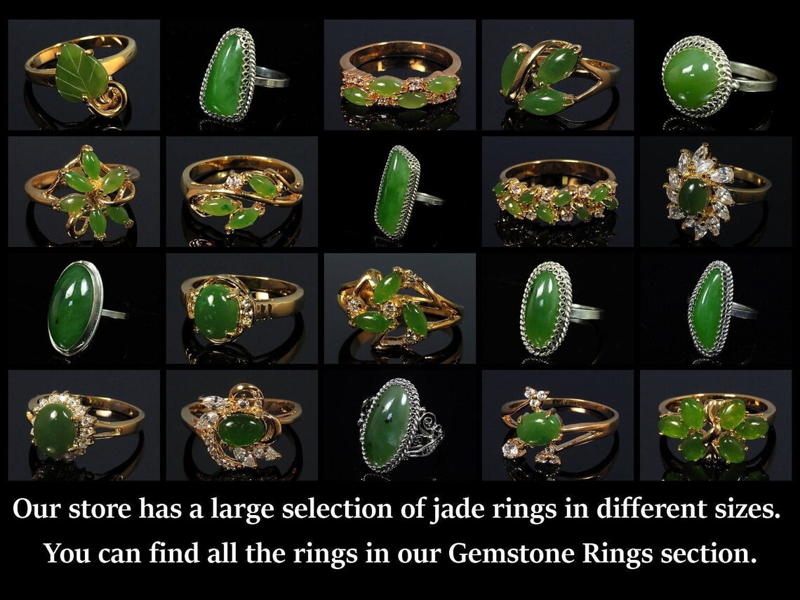 Carved Jade Ring Green Stone Ring Jade Ring Women Genuine Etsy