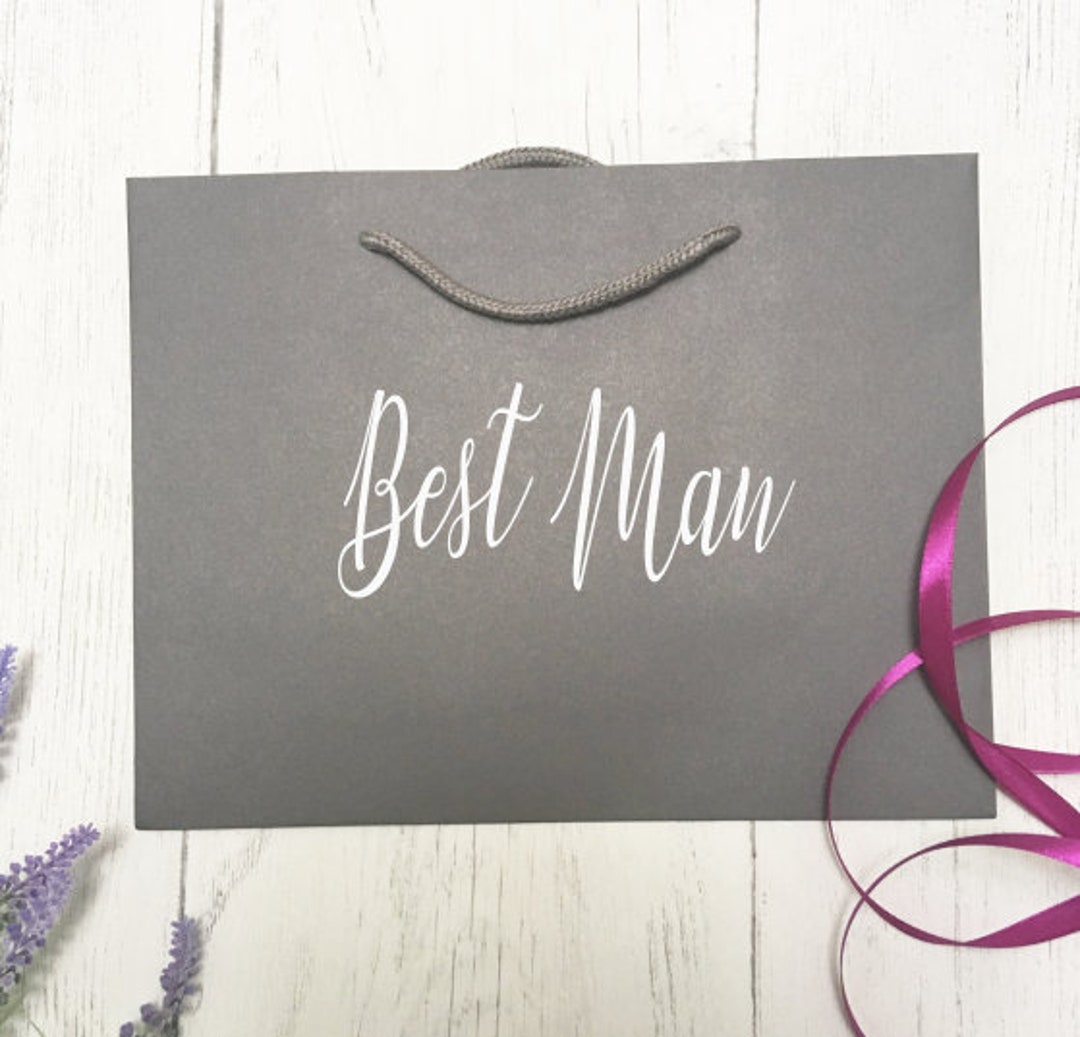 Best Man Gift Bag, Grey Gift Bag, Groomsmen Gift Bag, Medium Gift Bag
