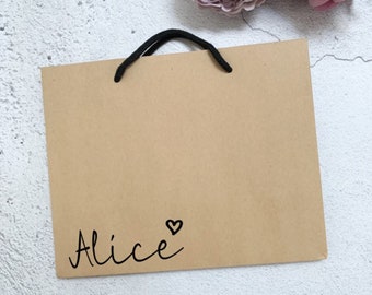 Personalised gift bag, bridal party gift bags, luxury brown kraft gift bags, bridesmaid gifts, eco friendly, birthday gift bag, named bag
