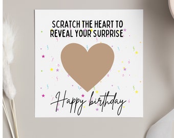 Birthday surprise scratch reveal card, scratch and reveal birthday surprise gift, happy birthday card, personalised scratch off card