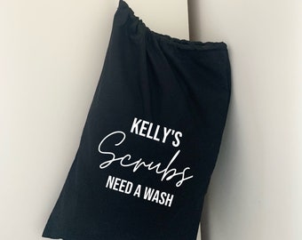 Scrubs laundry bag, personalised scrub bag, nurses and doctor scrubs, nhs worker workwear wash bag, gifts for nurses and healthcare workers