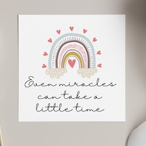 IVF baby greeting card, miracle baby card, IVF baby congratulation cards, miracles take a little time, ivf transfer day card