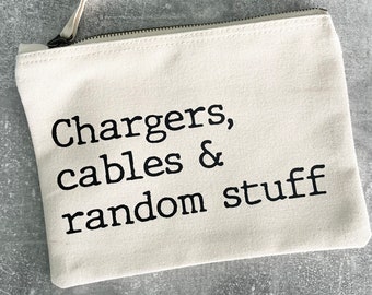 Chargers and cables bag, pouch for cables and random stuff, christmas gift, stocking filler, secret Santa present, organised mum gift