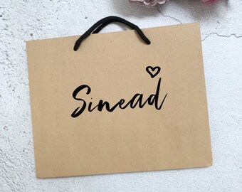 Personalised gift bag, bridal party gift bags, luxury brown kraft gift bags, bridesmaid gifts, eco friendly, birthday gift bag, named bags