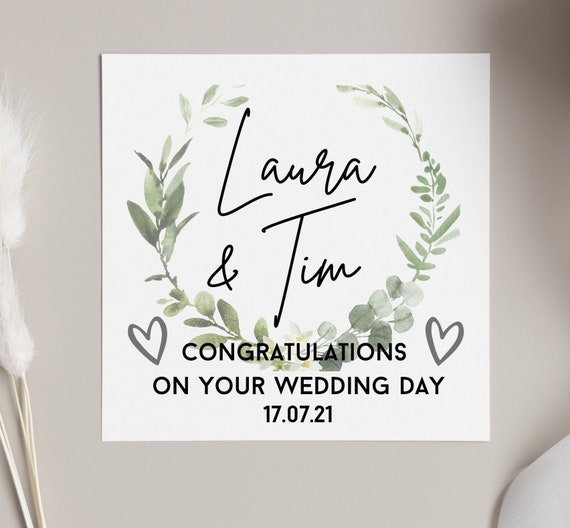 Congratulations on Your Wedding Day Card, Personalised Wedding Cards for  Newlyweds, Mr and Mrs Wedding Day Card, Eucalyptus Wedding Decor -   Canada