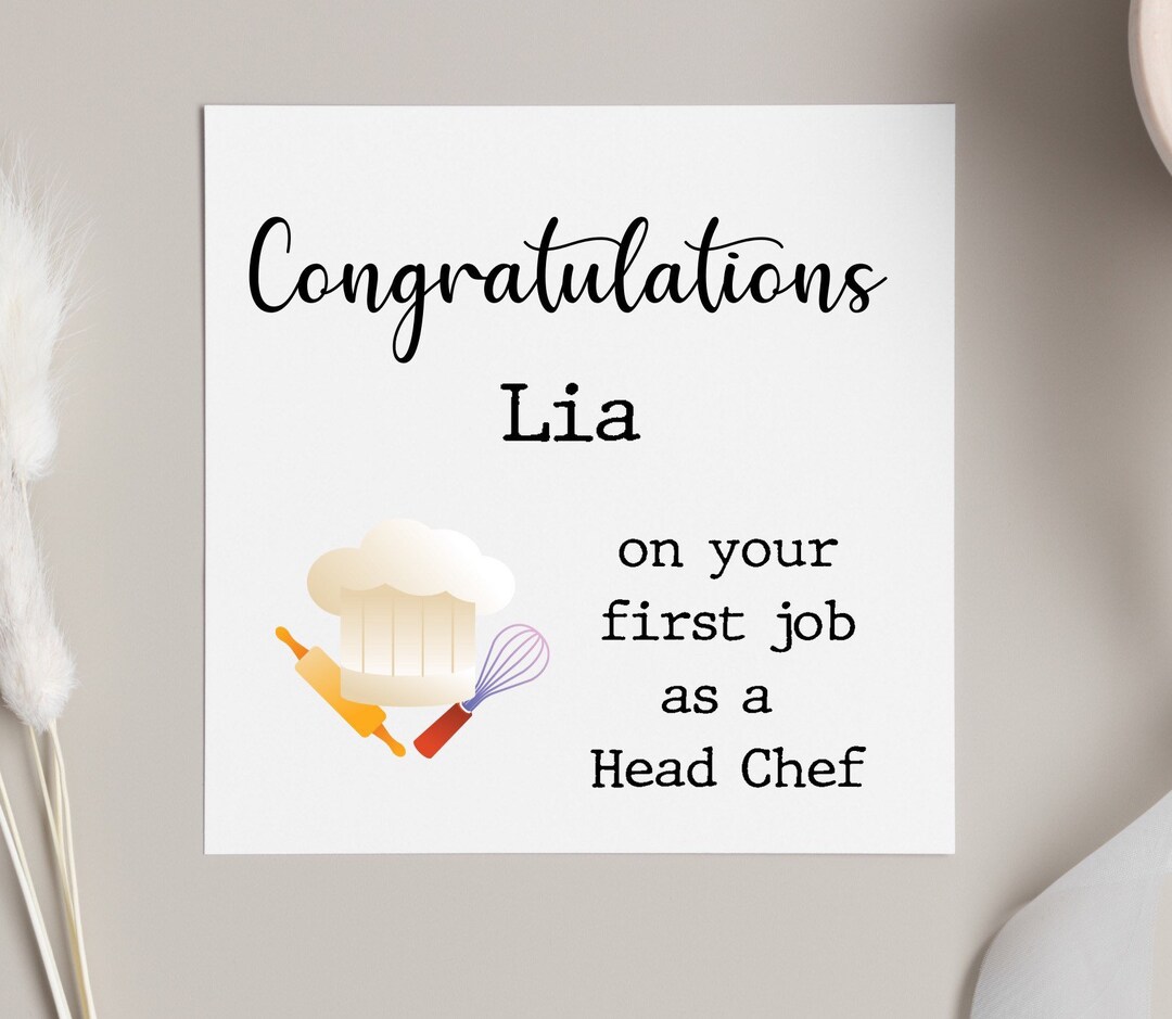 Congratulations on First Head Chef Job, Personalised New Chef Card ...
