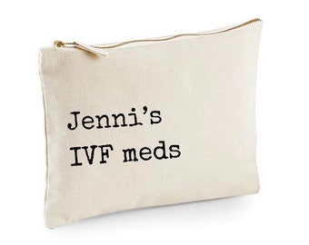 Personalised IVF meds bag, ivf shots case, travel case for ivf tablets, baby making meds case.