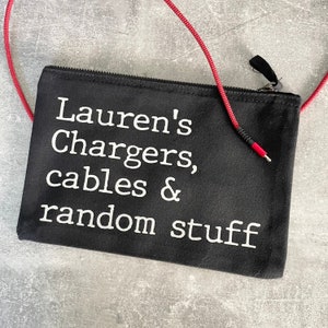 Chargers and cables bag, personalised charger pouch, charger organisation, bag for chargers and leads