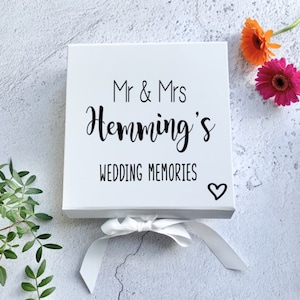 Wedding memories box, wedding day gift, personalised wedding box, gift box, gift for wedding, wedding keepsakes, storage box, white, blush
