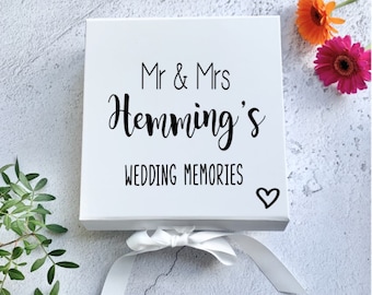 Wedding memories box, wedding day gift, personalised wedding box, gift box, gift for wedding, wedding keepsakes, storage box, white, blush