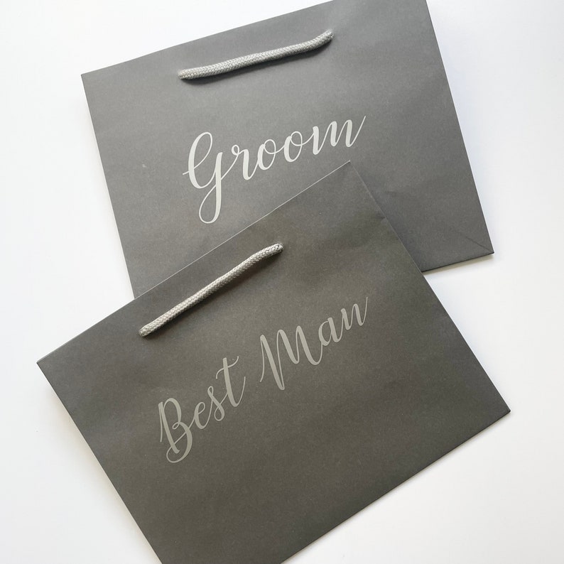 Best Man Gift Bag Grey Gift Bag Groomsmen Gift Bag Medium Etsy UK