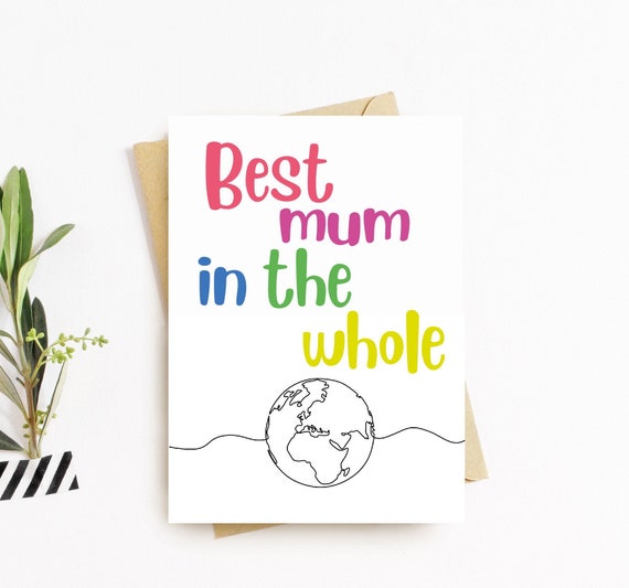 Best Mum In The Whole World Mothers Day Card From Children Etsy