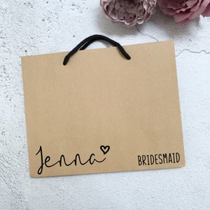 Personalised gift bag, bridesmaid gift bags, luxury brown kraft gift bags, bridesmaid gifts, flower girl gift, page boy, best man gift bag