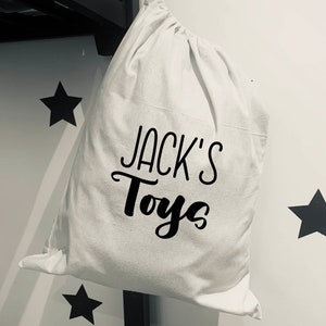 Personalised Name drawstring bag, children birthday gift, toy bag, favourite toy sack, brick bag, kids toys, nursery bag, soft toy bag