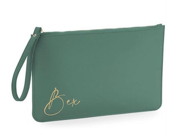Green clutch handbag, Bridesmaid clutch, wedding pouch clutch, leatherette wrist clutch wallet bag, Mother’s Day gift, friend birthday gift