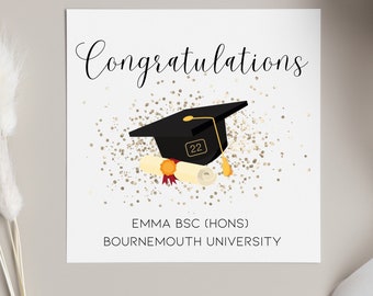 Congratulations on your graduation card, personalised graduating university card, graduation cap class of 2022 uni card