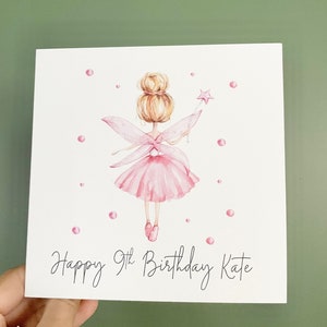 Happy birthday card,personalised pink pretty girly ballerina birthday cards for daughter, niece and granddaughters